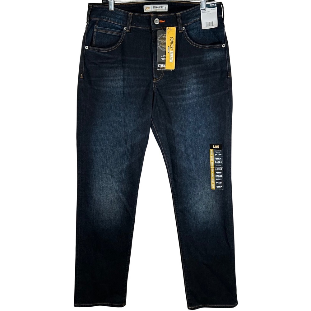 Lee Modern Series Straight Fit Jeans Men's Size 34x34 Powerhouse Dark Wash New